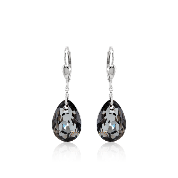 Crystal &amp; Silver Pendel-Ohrh&auml;nger Pear Cut in Silber Silver Night