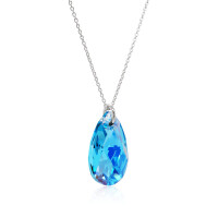 Crystal & Silver Halskette Pear Aquamarine AB in Silber