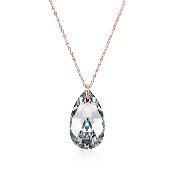 Crystal & Silver Halskette Pear Argent Light Silber Rosé