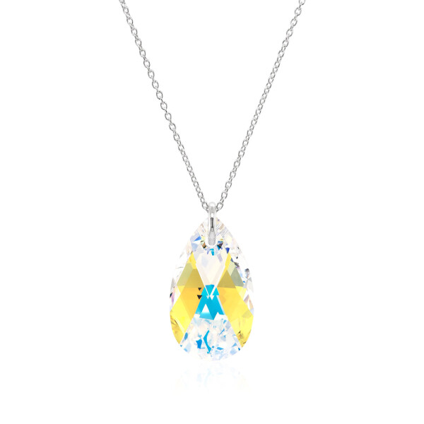 Crystal & Silver Halskette Pear Aurora Borealis in Silber