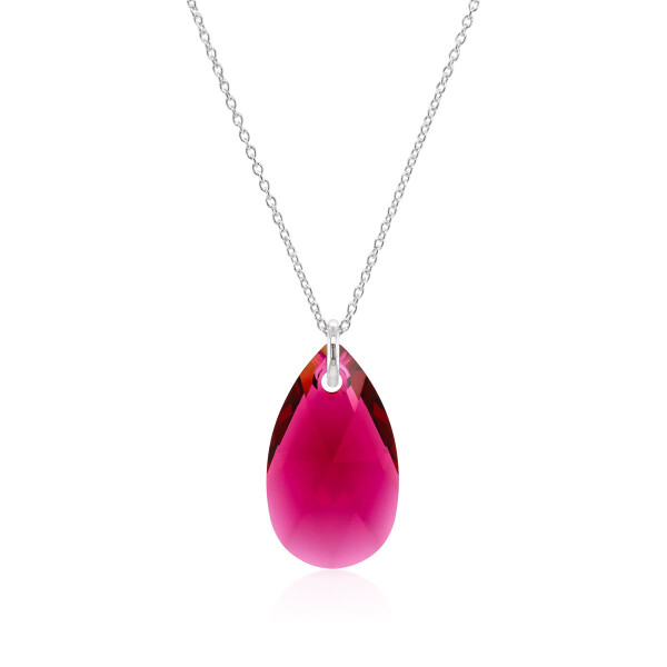 Crystal & Silver Halskette Pear Ruby in Silber