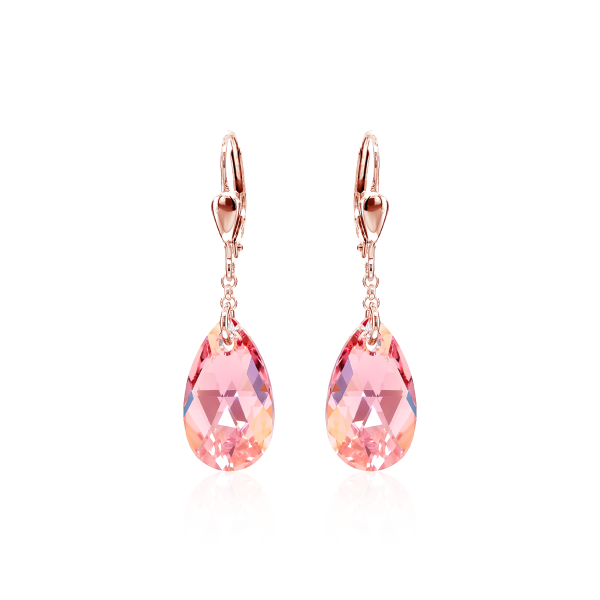 Crystal & Silver Pendel-Ohrhänger Pear Light Rosé AB Silber Rosé