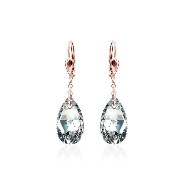 Crystal & Silver Pendel-Ohrhänger Pear Argent Light Silber Rosé