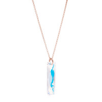 Crystal & Silver Halskette Baguette Aurora Borealis Rosé vergoldet