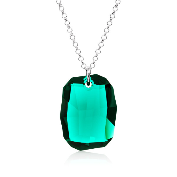 Crystal & Silver Halskette Graphic Emerald in Silber