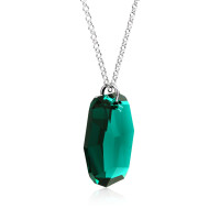 Crystal & Silver Halskette Graphic Emerald in Silber