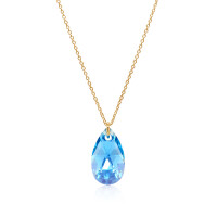 Crystal & Silver Halskette Pear Aquamarine AB Silber...