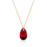 Crystal & Silver Halskette Pear Ruby Argent Light...