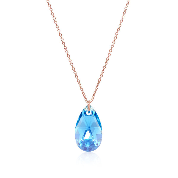 Crystal & Silver Halskette Pear Aquamarine AB Silber Rosé