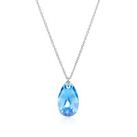 Crystal & Silver Halskette Pear Aquamarine AB in Silber