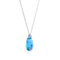 Crystal & Silver Halskette Pear Aquamarine AB in Silber