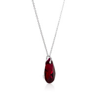 Crystal & Silver Halskette Pear Ruby Argent Light in Silber